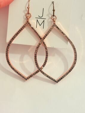 Jillian Michaels Rose Gold Crystal Teardrop Earrings NWT